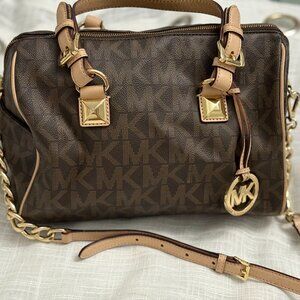 Michael Kors Brown Signature Logo Satchel Handbag